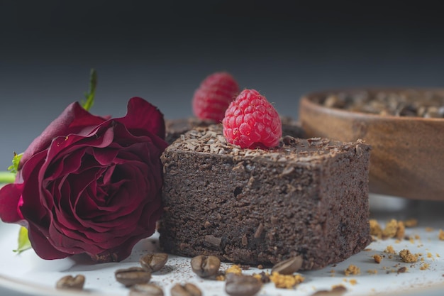 Cup of coffee and chocolate cake brownie