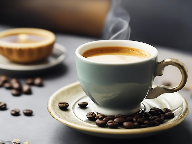 A cup of coffee close up shot of latte coffee and hot coffee background cupgenerative ai