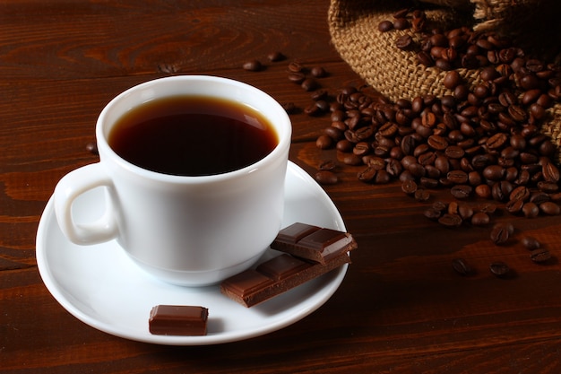 Cup of coffee and coffee beans. Beautiful still life