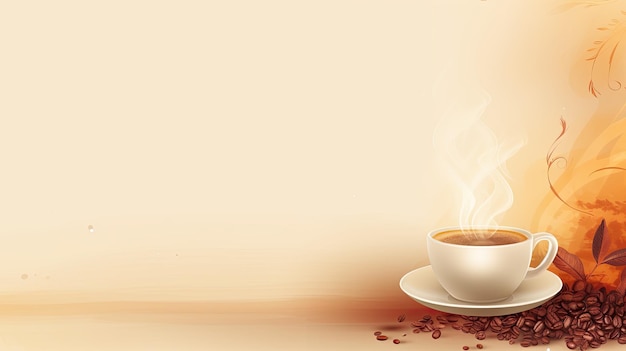 Cup of coffee espresso beans Web banner with copy space Generative AI