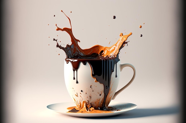 A cup of coffee from which splashes Generative AI