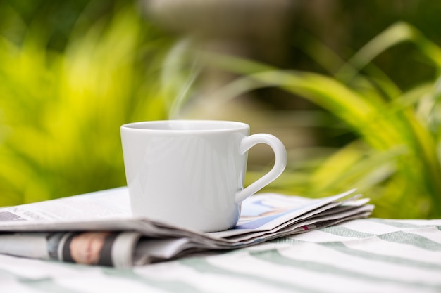 Cup of coffee in garden