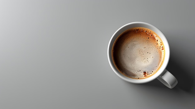 Photo cup of coffee on grey background top view