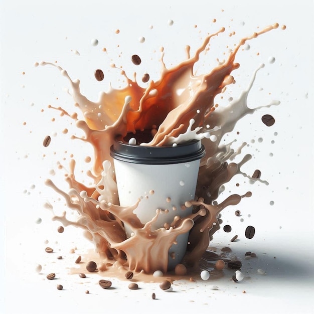 Photo a cup of coffee is being splashed