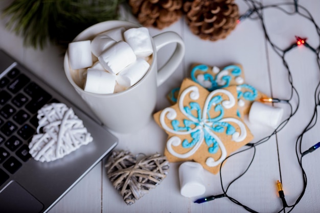 Cup of coffee and marshmallows