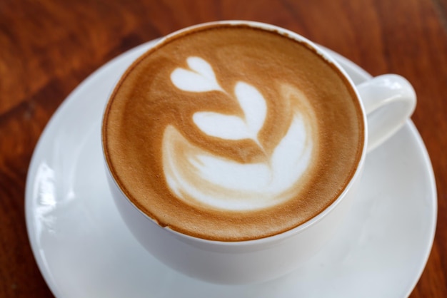 Cup of coffee mocha on wooden