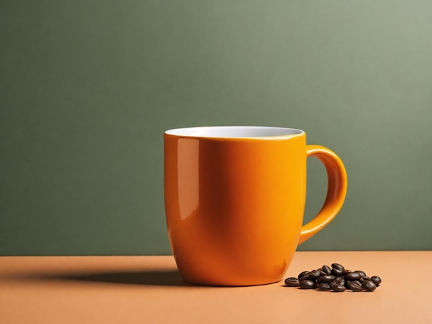 Cup of coffee on orange background Minimal still life Generative AI