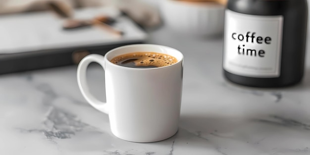 Photo a cup of coffee a poster background image of a coffee cup coffee beans