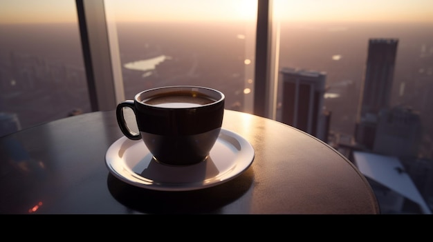 A cup of coffee on a saucer and a saucer