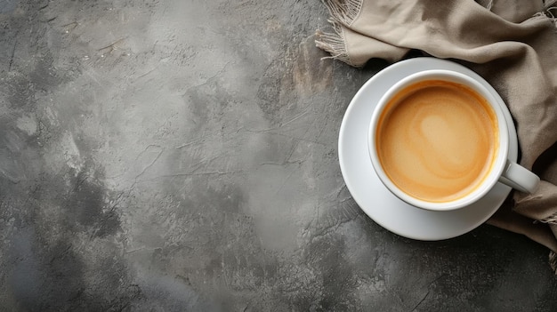 Photo cup of coffee on table on grey background