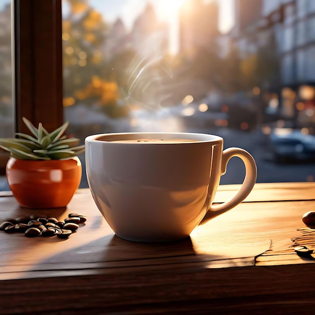 a cup of coffee on the table morning vibes