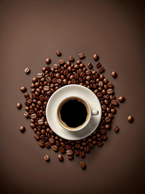 Cup of coffee with beans wallpaper design