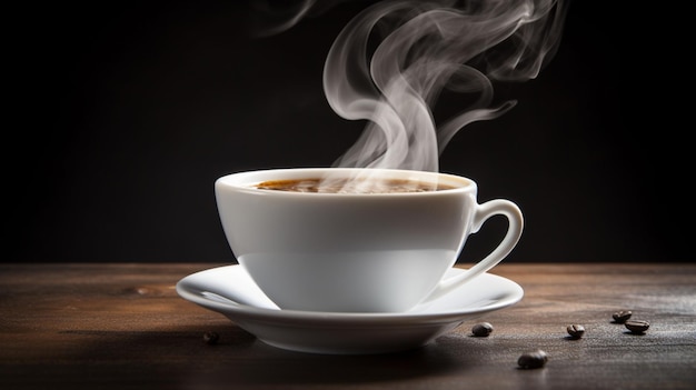 A cup of coffee with a black background