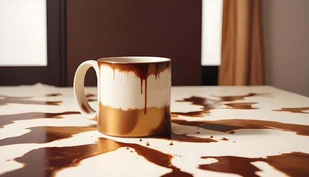 Photo a cup of coffee with a brown liquid on the table