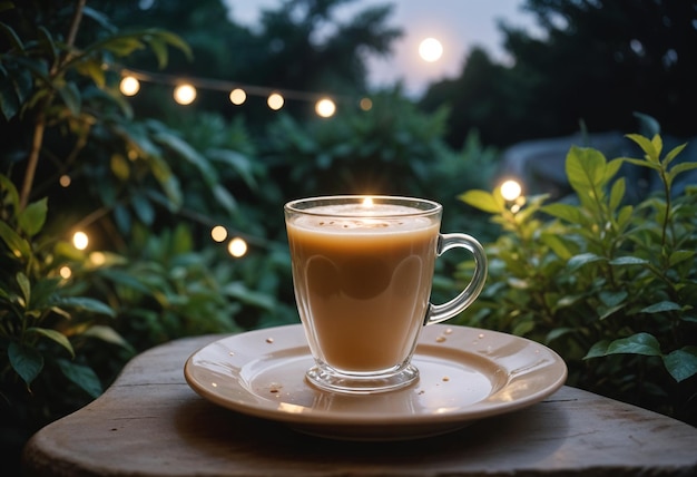 a cup of coffee with a candle on the top of it