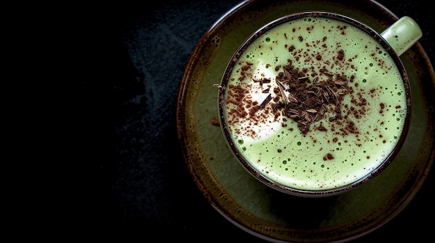 a cup of coffee with chocolate on the top