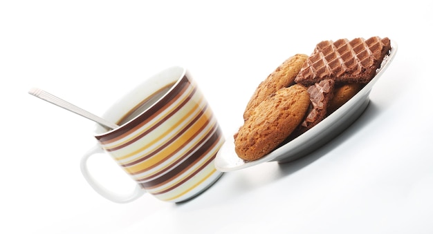 Cup of coffee with cookies