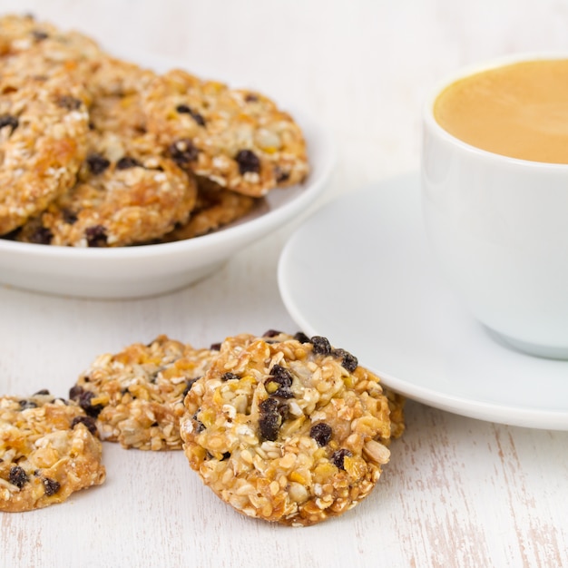 Cup of coffee with cookies