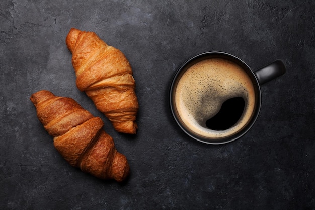 Cup Of Coffee With Croissants