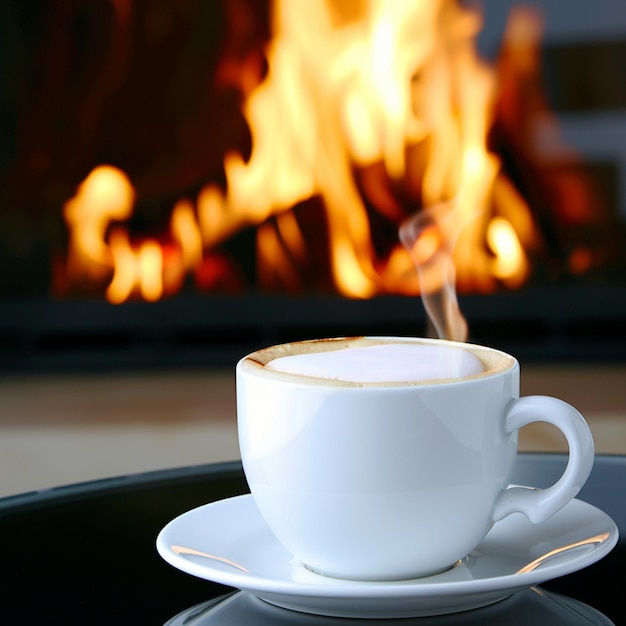 a cup of coffee with a cup of coffee on a saucer