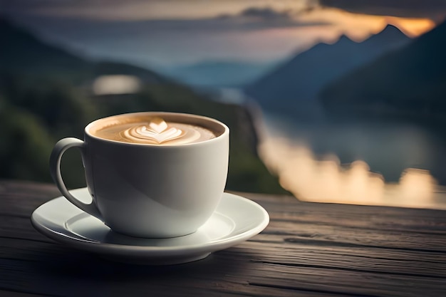 a cup of coffee with a flower on the top