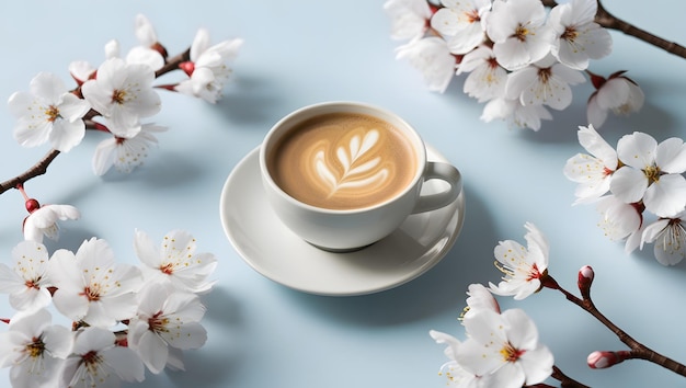 a cup of coffee with a flower on the top