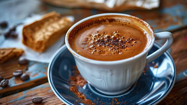 A Cup of Coffee with Foam and Cinnamon