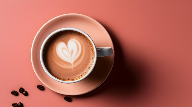 a cup of coffee with a heart drawn on the side.