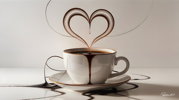 a cup of coffee with a heart drawn on the side