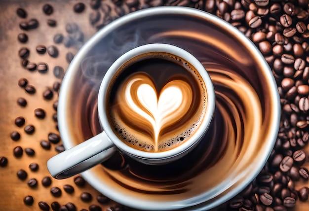 a cup of coffee with a heart drawn on the top