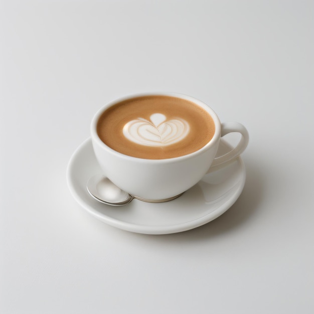 Photo a cup of coffee with heart drawn on the top