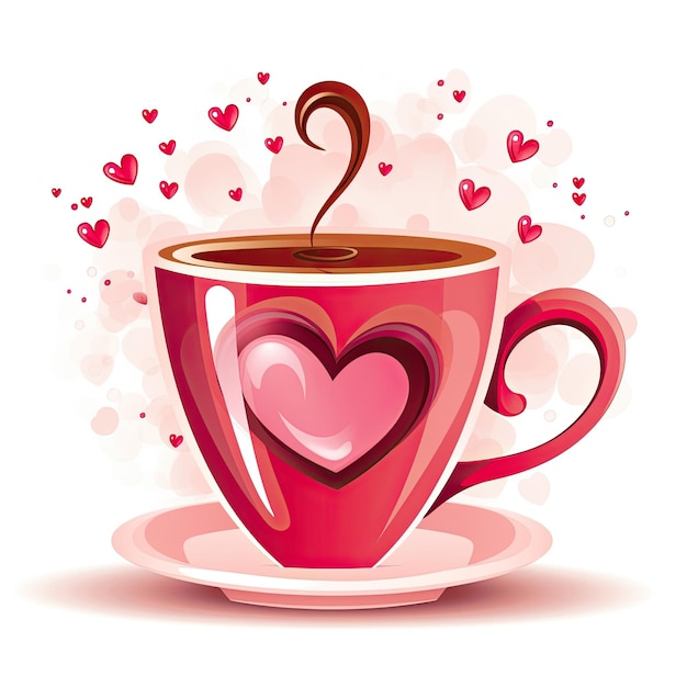 Cup of coffee with heart shape Valentine's day illustration Coffee Valentines Day clipart AI Generated