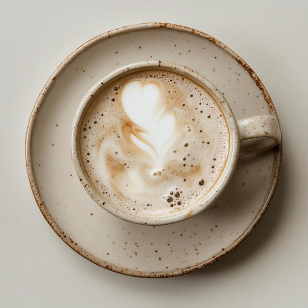 Photo a cup of coffee with a heart shaped design on the top