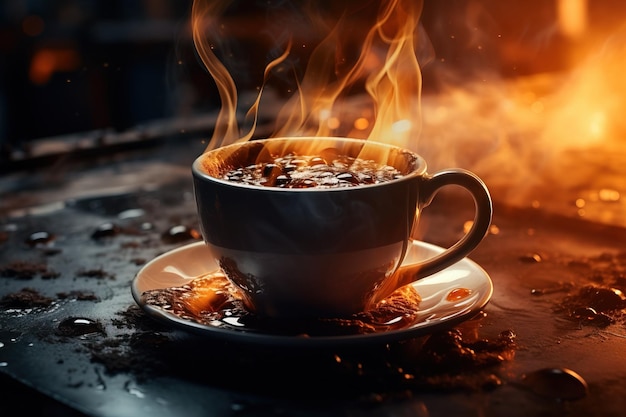 a cup of coffee with hot chocolate on a saucer