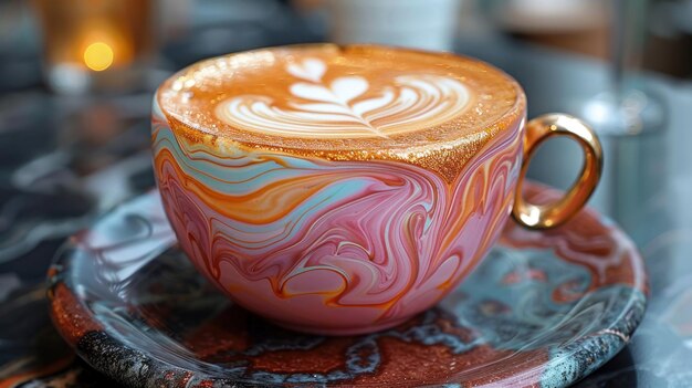 A Cup of Coffee with Intricate Designs