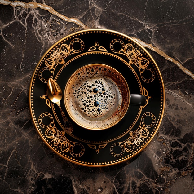 Cup of coffee with oriental ornament