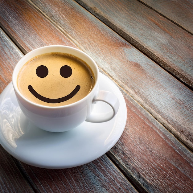 a cup of coffee with a smiley face on the top