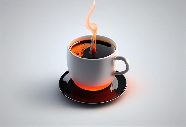 A cup of coffee with a smoke coming out of it