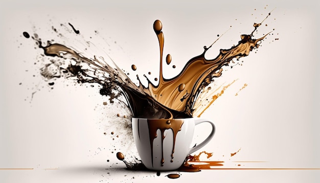 A cup of coffee with a splash of liquid coming out of it