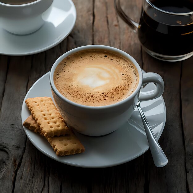 a cup of coffee with a spoon on a plate