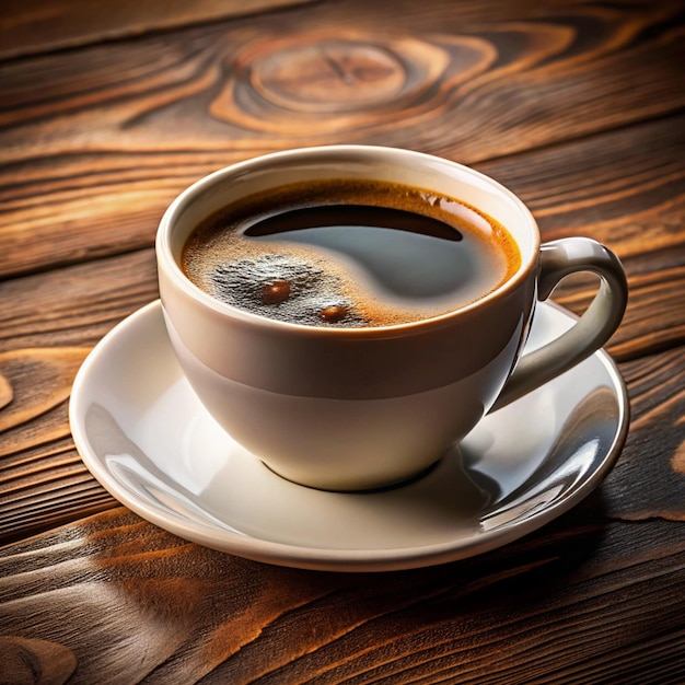 a cup of coffee with a spoon on a saucer and a saucer with a small cup of coffee