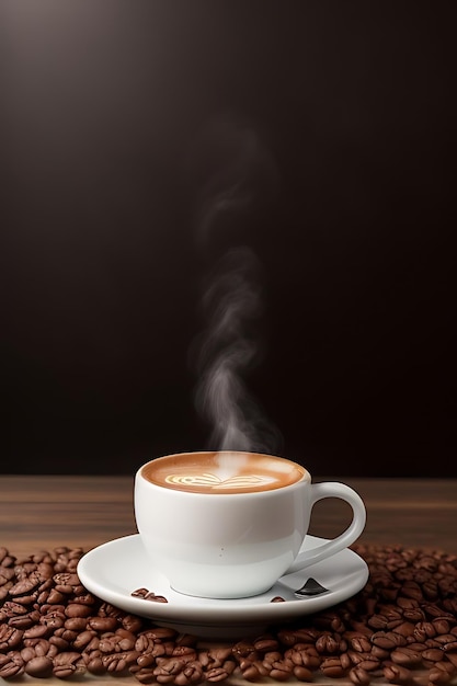 a cup of coffee with steam coming out of it