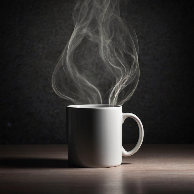 Photo a cup of coffee with steam coming out of it