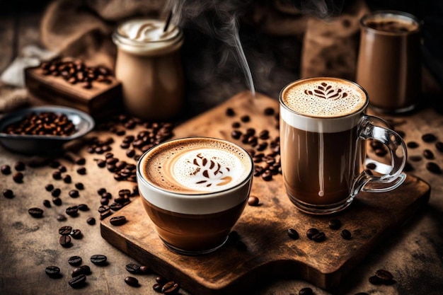 a cup of coffee with steam coming out of it