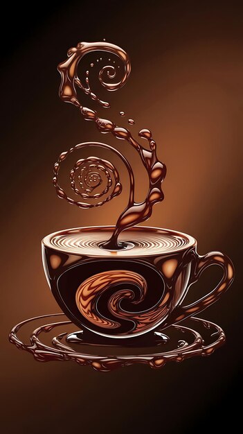 Photo a cup of coffee with a swirl of chocolate on it