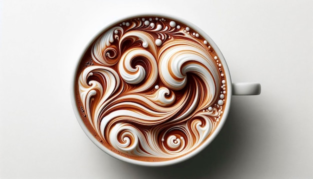 a cup of coffee with the swirl design on it