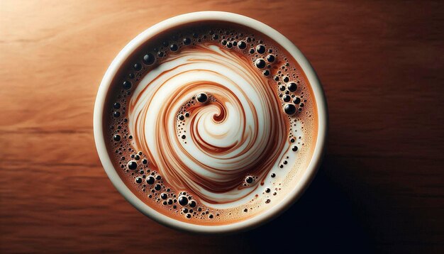 Photo a cup of coffee with a swirl on the top