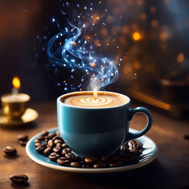 A cup of coffee with a touch of magic its warmth radiating a magical energy Ai Generated