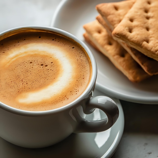 a cup of coffee with a white saucer and a cup of coffee