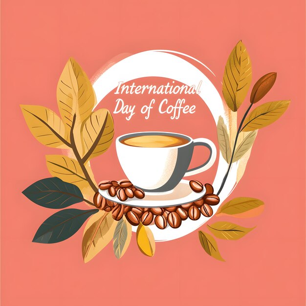 Photo a cup of coffee with the words international tourism on the pink background